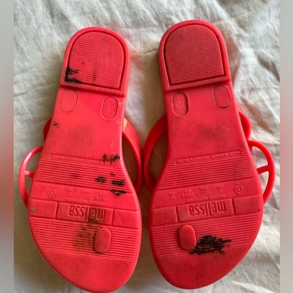 Mel Dreamed by Melissa Butterfly Wing Sandal Size 11 Flip Flop Coral Pink